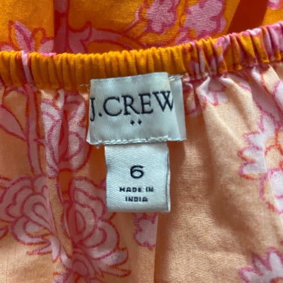 J. Crew Women Orange Pink Floral Scoop-Neck Tiered 100% Cotton Mini Dress Size 6 - Picture 7 of 8